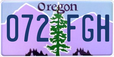 OR license plate 072FGH