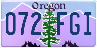 OR license plate 072FGI