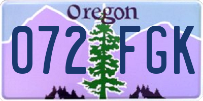 OR license plate 072FGK
