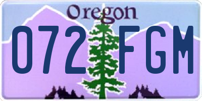 OR license plate 072FGM