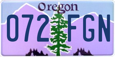 OR license plate 072FGN