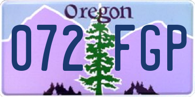 OR license plate 072FGP