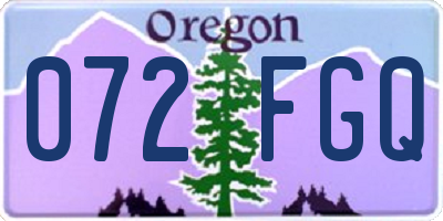 OR license plate 072FGQ