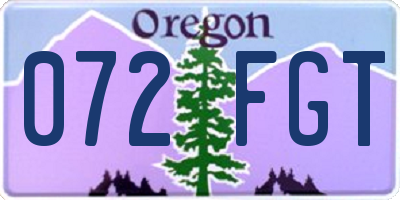 OR license plate 072FGT