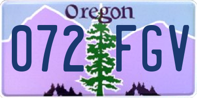 OR license plate 072FGV