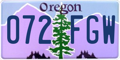 OR license plate 072FGW
