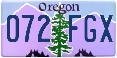 OR license plate 072FGX