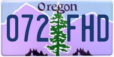 OR license plate 072FHD