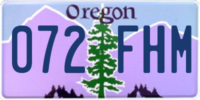 OR license plate 072FHM