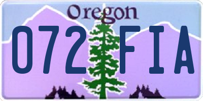 OR license plate 072FIA