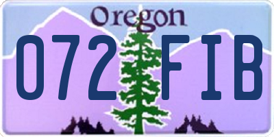OR license plate 072FIB