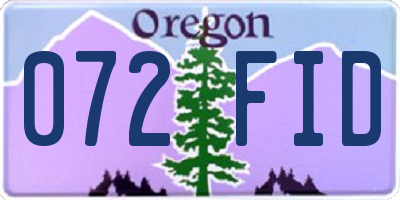 OR license plate 072FID