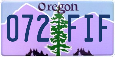 OR license plate 072FIF
