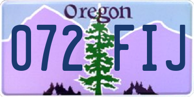 OR license plate 072FIJ
