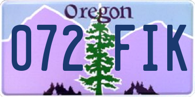 OR license plate 072FIK