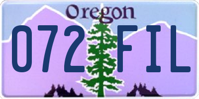 OR license plate 072FIL