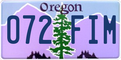 OR license plate 072FIM
