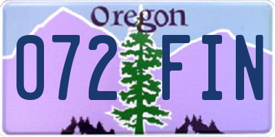 OR license plate 072FIN