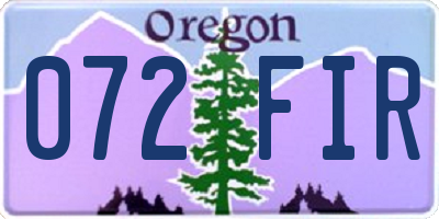 OR license plate 072FIR