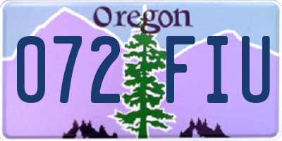 OR license plate 072FIU