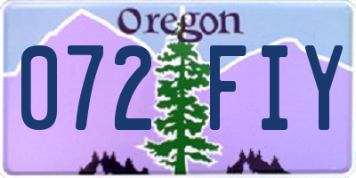 OR license plate 072FIY
