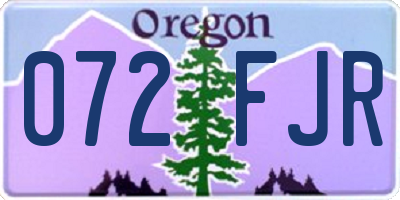 OR license plate 072FJR