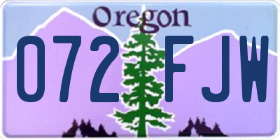 OR license plate 072FJW
