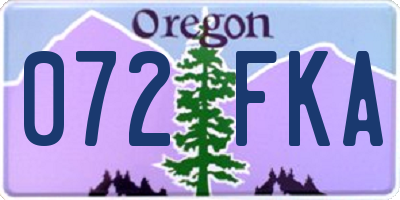 OR license plate 072FKA