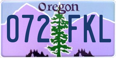 OR license plate 072FKL