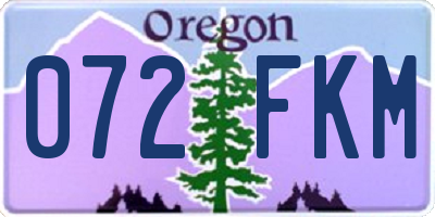 OR license plate 072FKM