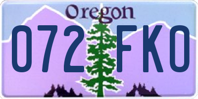 OR license plate 072FKO