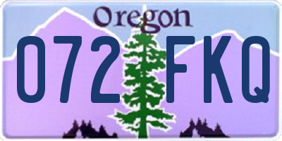 OR license plate 072FKQ