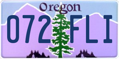 OR license plate 072FLI