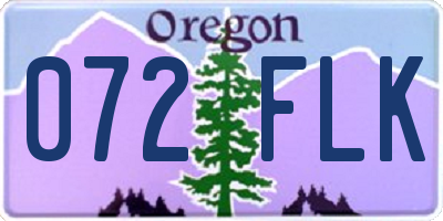 OR license plate 072FLK