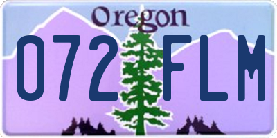 OR license plate 072FLM