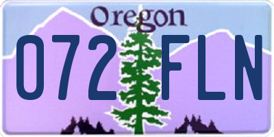 OR license plate 072FLN