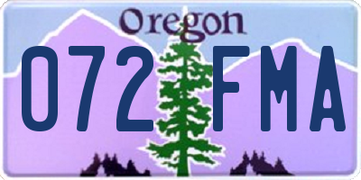 OR license plate 072FMA