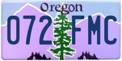 OR license plate 072FMC