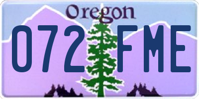 OR license plate 072FME