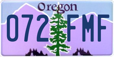 OR license plate 072FMF