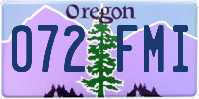 OR license plate 072FMI