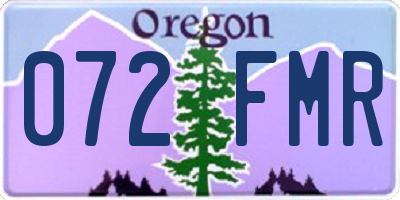OR license plate 072FMR