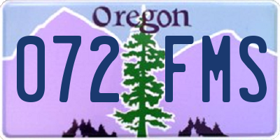 OR license plate 072FMS