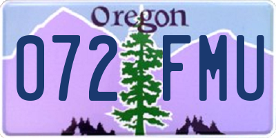 OR license plate 072FMU
