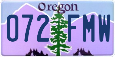 OR license plate 072FMW
