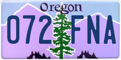 OR license plate 072FNA