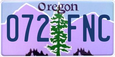 OR license plate 072FNC