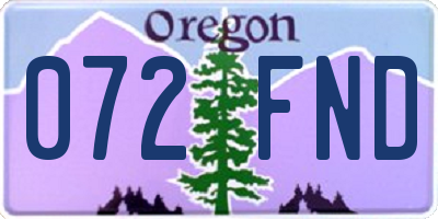 OR license plate 072FND