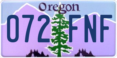 OR license plate 072FNF