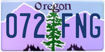 OR license plate 072FNG